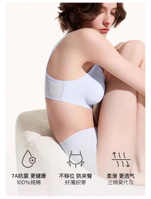 【40S莫代尔纯棉底裆女士中腰三角裤（三条装）】✅40S兰精莫代尔，天然亲肤，如丝般顺滑细腻 ✅7A级纯棉底裆，有效抑制三大细菌，安心穿 商品图1