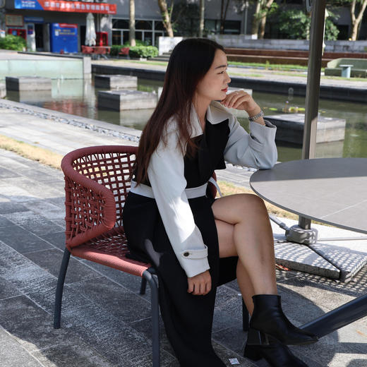 洛诗琳35216春季新款设计感黑白撞色宽松廓形长款风衣外套332 商品图4