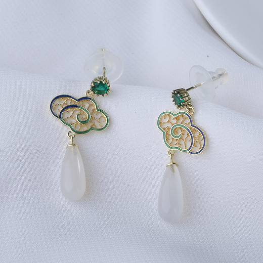 【宏艺珠宝】​玉坠云纹·银s925耳饰 商品图2