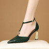 【预售5天】一字扣带中空单鞋包头高跟鞋女春夏季新款性感尖头T型凉鞋HY&H3658 商品缩略图0
