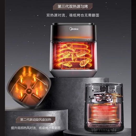 Midea/美的  空气炸锅家用大容量可视免翻面炎烤多功能MF-KZC6591 商品图1