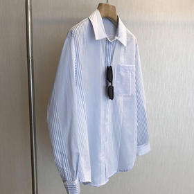 丁摩 所见即所得 篙级感简约条纹长袖翻领衬衫上衣女5ZF-1020