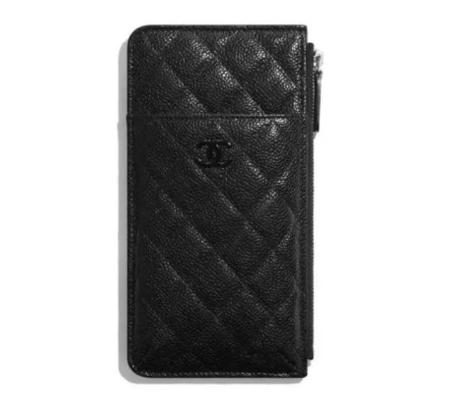 CHANEL 香奈儿 长款拉链式钱夹 卡包手拿包 颗粒压花牛皮 黑扣 商品图0