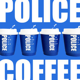 一个蓝色的纸杯POLICE小蓝杯一次性咖啡纸杯“一杯懂警察的咖啡”（一套12个）
