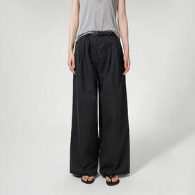 ROMI STUDIO“率性从容”*纸感棉松紧腰倒褶阔腿休闲裤 431K8084