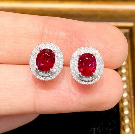1.85ct刻面红宝石耳钉 商品图0