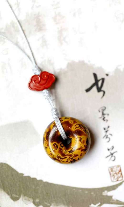 大漆 琥珀金【平安扣】挂件 商品图1