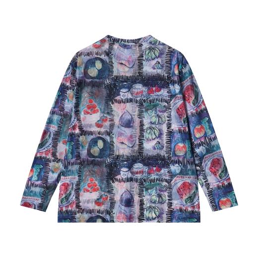 T2998夏季高级感新款潮牌撞色水果油画圆领长袖T恤透气休闲情侣潮流 商品图5