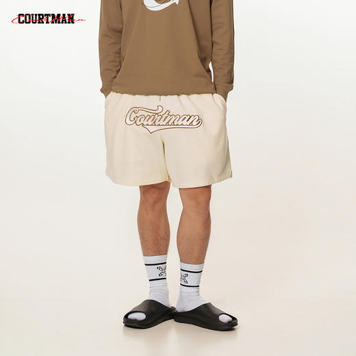 COURTMAN野球帝 运动透气篮球短裤男美式刺绣印花休闲跑步训练裤 商品图2