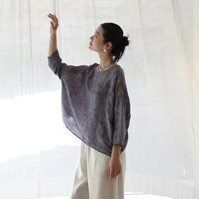 绽放184朵/【宋瓷系列】桑蚕丝柞蚕丝文艺香云纱提花设计感小衫