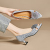 【预售5天】真皮粗跟鱼嘴凉鞋女夏新款精致水钻花朵中跟镂空女鞋SY&2355 商品缩略图2