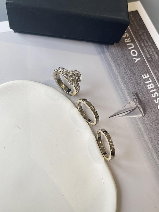 THS-无 香家  三合一戒指 素圈+双C钻饰戒指 3合一戒指 2款 CU1287 商品图11