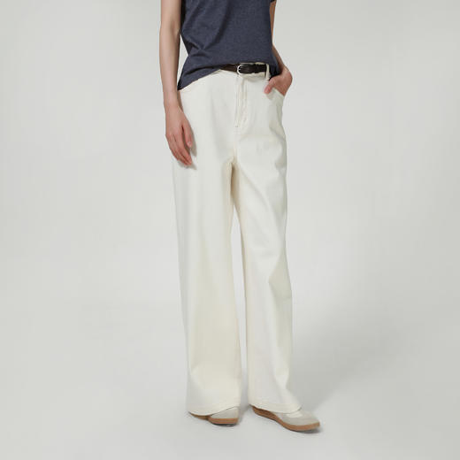 ROMI STUDIO“冬日暖白”牛仔棉混纺磨毛高弹直筒牛仔裤RW24AX80765 商品图1