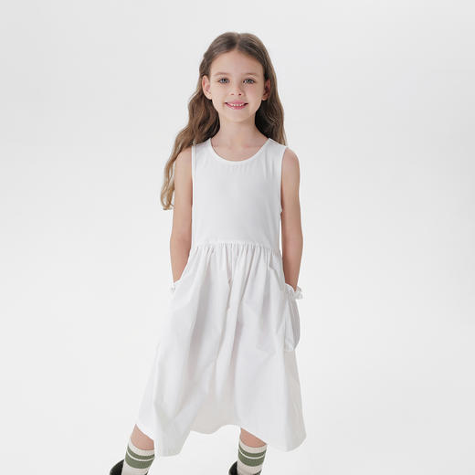 马克珍妮夏装 女童简约风花边大口袋背心裙连衣裙550530 商品图3