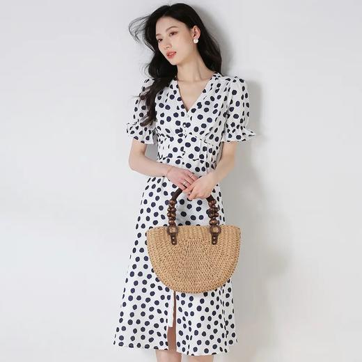 【高货sh】全新升级【铂金会员220/天猫289/差价69】(94614) 洛诗琳25夏季新款赫本抽褶收腰雪纺茶歇法式显瘦连衣裙 商品图1