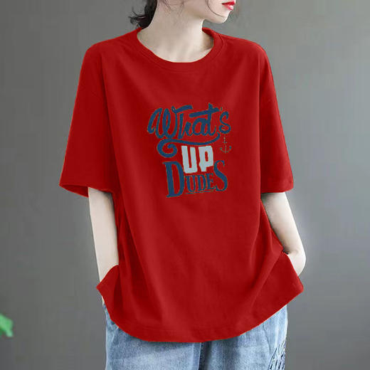 百媚生 100%纯棉短袖宽松T恤女 商品图8