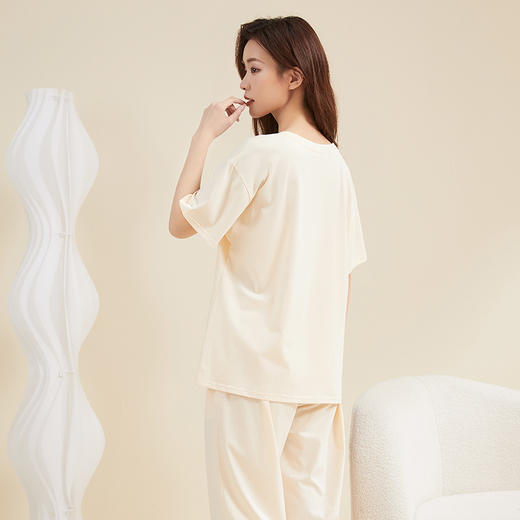 贝佳人新款夏季棉少女睡衣家居服卡通宽松短袖长裤套装BW532508 商品图3