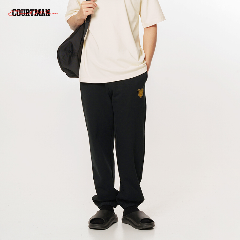 COURTMAN野球帝 运动束脚徽章宽松针织裤跑步训练篮球休闲卫裤男