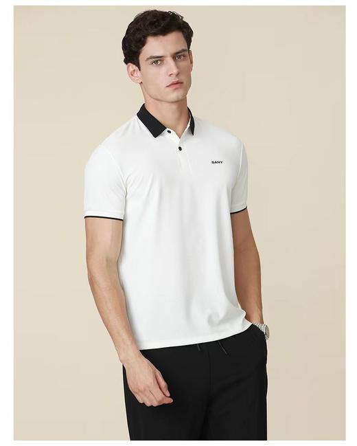 SANY男士时尚撞色休闲翻领T恤320C 商品图1