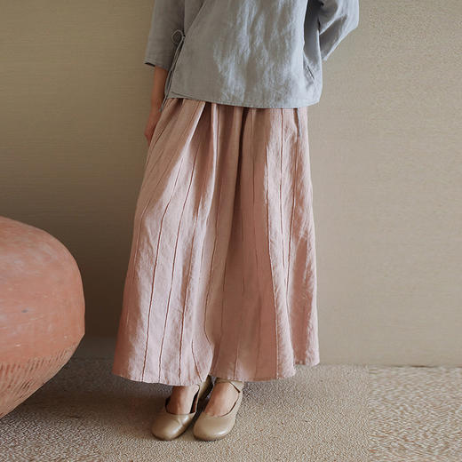 绽放302朵/【宋瓷系列】夏季亚麻立体感百搭显瘦复古文艺半身长裙 商品图0