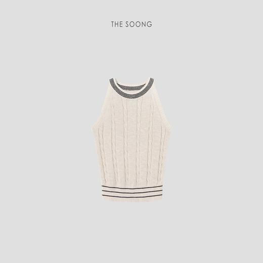 THESOONG"减龄美学"法式亚麻棉纱细腻肌理感绞花针织背心HWBX6836 商品图4