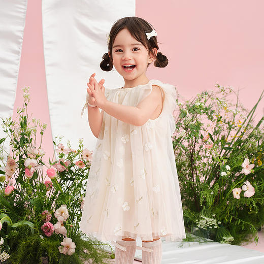 笛莎Deesha 童装女童连衣裙2025夏新款女童趣味变色蝴蝶纱裙 商品图1