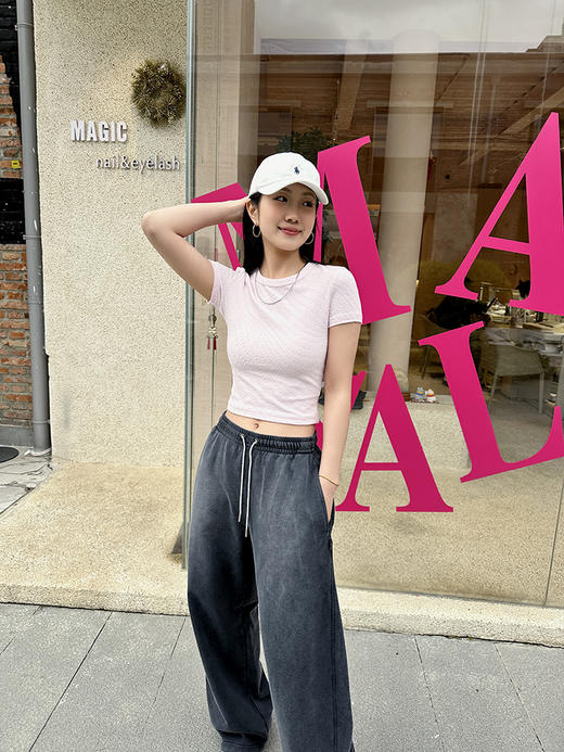 现货 THS-限时 大王家 尾品 满身提花logo短袖短T恤 2色 BH2580 商品图0