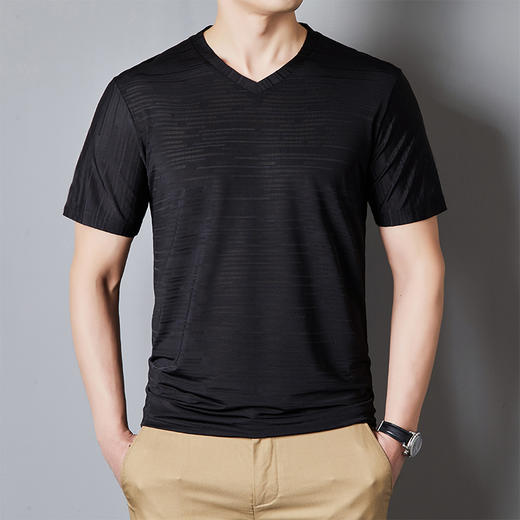 【速干】【DH】大依优型大码V领短袖T恤加肥加大宽松休闲胖子打底半袖男士上衣 商品图2