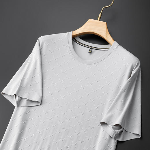 【冰丝无痕】【DDS】大依优型大码男装提花短袖T恤透气加肥加大大号半袖上衣男士胖子 商品图3