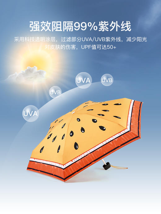 FULTON富尔顿 英国进口Tiny-2 UV Orange Kiwi 活力猕猴桃五折伞 WFTN2211 商品图1