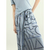 COCOBELLA知性蓝重磅缎面半身裙女早秋设计感印花长裙HS3112-2 商品缩略图3
