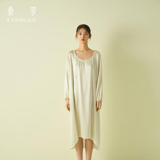 无色纯净系列桑罗长袖连衣裙可外穿睡裙 商品图2