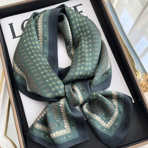 【敦煌长条丝巾】夏季小领巾气质百搭 新款油墨画平角小丝巾 时尚锁骨装饰保暖小领巾发带绑包 商品图4