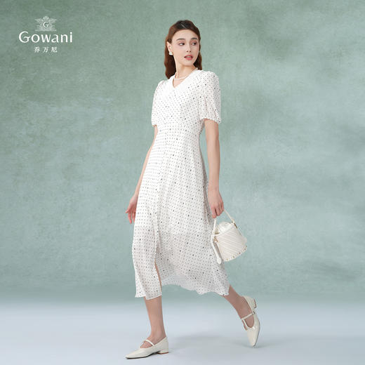 乔万尼白色连衣裙女新款气质法式高级感显瘦长裙DF2E412 商品图1