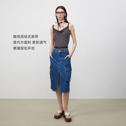 lost in echo2025春夏新款莫代尔扭结吊带紧身透气连体背心上衣女 商品图2