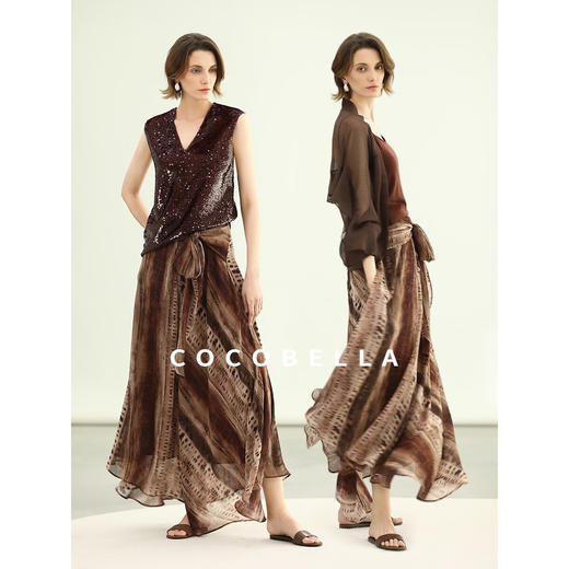 COCOBELLA水彩摩卡]度假晕染半身裙女夏大摆气质长裙HS3129 商品图1