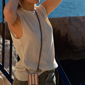 订购8周到｜La Coque Française-Cali-棕色 金属 编织 长款手机链［法国设计师］