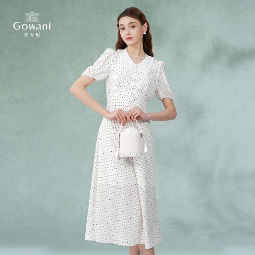 乔万尼白色连衣裙女新款气质法式高级感显瘦长裙DF2E412 商品图3