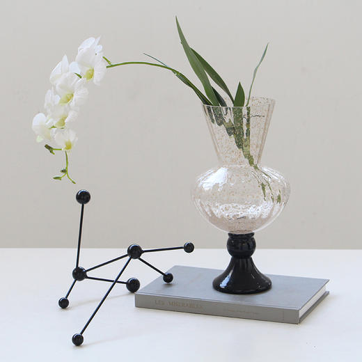 中古风鎏金粉高脚法式透明风灯花瓶鲜花餐桌台面居家装饰玻璃瓶 商品图4