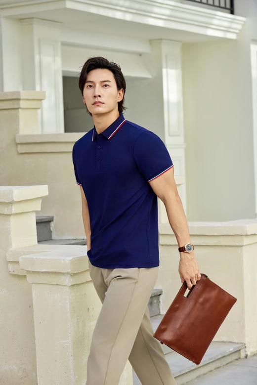 莫代尔桑蚕丝珠地7A抗菌间色翻领POLO衫 商品图13