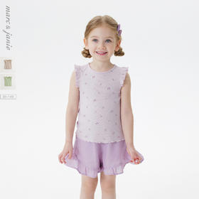 马克珍妮女童满底碎花花边背心 宝宝无袖T恤2025年夏装新款550750