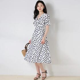 【高货sh】全新升级【铂金会员220/天猫289/差价69】(94614) 洛诗琳25夏季新款赫本抽褶收腰雪纺茶歇法式显瘦连衣裙