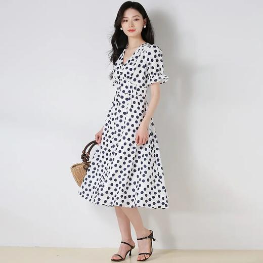 【高货sh】全新升级【铂金会员220/天猫289/差价69】(94614) 洛诗琳25夏季新款赫本抽褶收腰雪纺茶歇法式显瘦连衣裙 商品图0