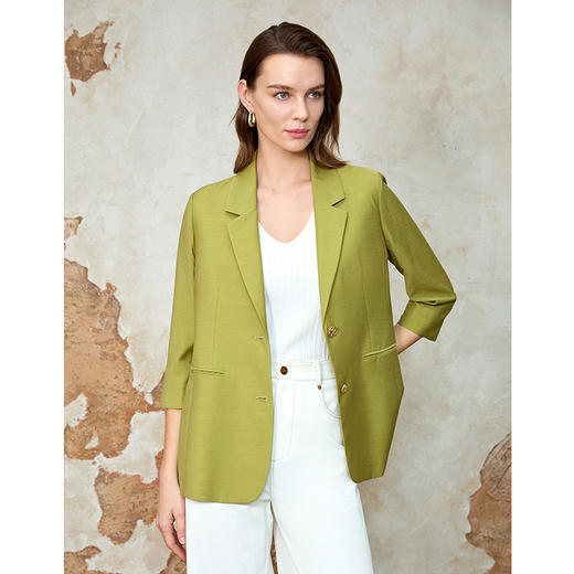 EITIE爱特爱极简纯色通勤显瘦西装外套2025夏季新款8203907 商品图10