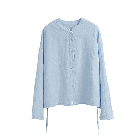 绽放191朵/【宋瓷系列】汉麻棉提花设计感衬衫陶瓷扣点缀开襟小衫 商品图4