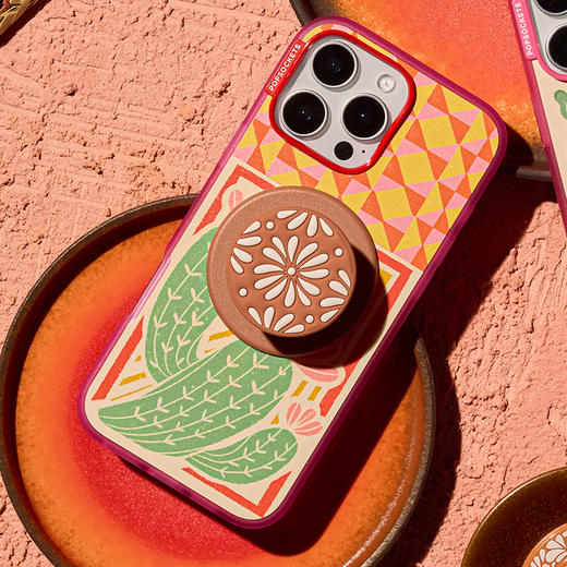 【绿洲物语】花陶·棕·MagSafe圆啪嗒 MAGSAFE磁吸手机气囊支架 Round圆啪嗒系列 棕色 植物花卉 商品图1