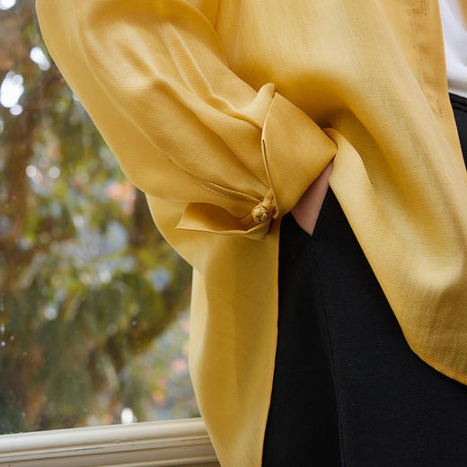 玳莎宽松天丝衬衫女士2025年夏季新款纯色轻薄休闲慵懒风落肩上衣  FB31301 商品图3