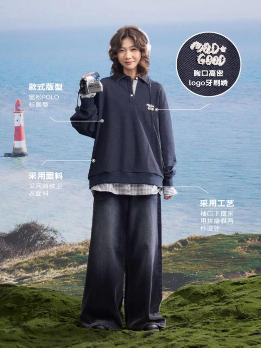 马得工地/MDGDPL251129/假两件POLO卫衣 商品图2