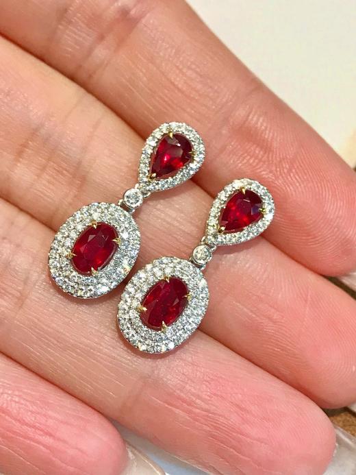 1.78ct刻面红宝石耳坠 商品图0