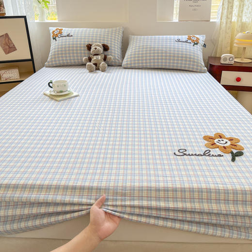 2025春夏色织水洗棉单品床笠、夏被 软糯柔韧耐磨透气全棉床笠三件套 商品图14